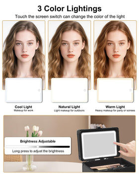 Relavel Travel Makeup Bag with LED mirror lit in natural light