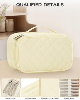 Relavel Travel Makeup Bag with makeup brushes in holders