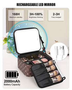 Relavel Travel Makeup Bag with makeup brushes in holders