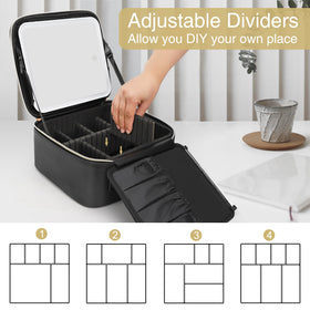 Relavel Travel Makeup Bag with makeup brushes organized