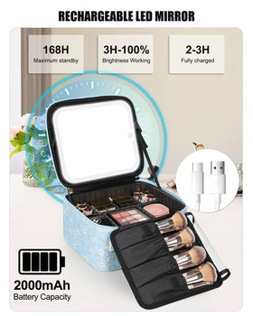 Relavel Travel Makeup Bag with makeup brushes organized