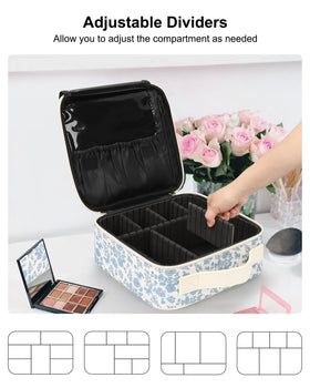 Relavel Travel Makeup Case adjustable dividers inside