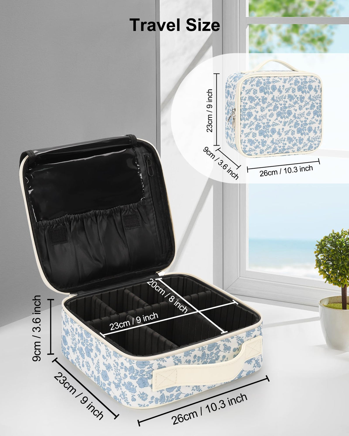 Relavel Travel Makeup Case open showing compartments