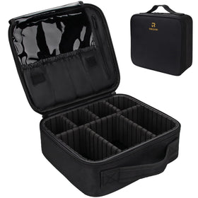Relavel Travel Makeup Train Case front view in black