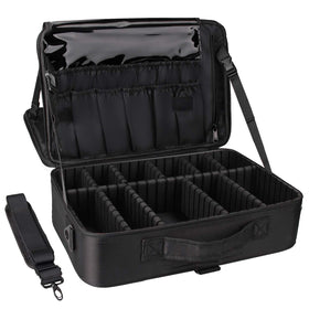 Relavel Travel Makeup Train Case front view with adjustable dividers