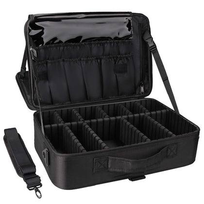 Relavel Travel Makeup Train Case front view with adjustable dividers