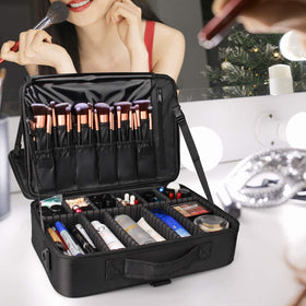 Relavel Travel Makeup Train Case in use during travel