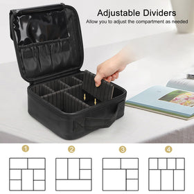 Relavel Travel Makeup Train Case side view with compartments open