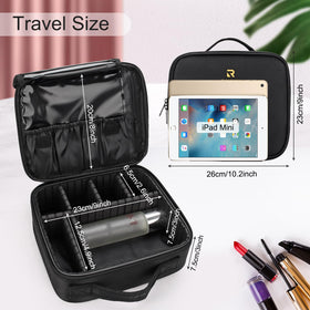 Relavel Travel Makeup Train Case with makeup brushes and lipsticks inside