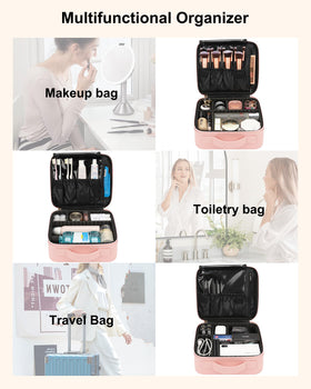 Relavel Travel Makeup Train Case with makeup brushes and tools