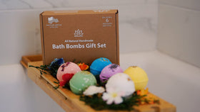 Relaxcation bath bombs in packaging, showcasing Blossom Euphoria