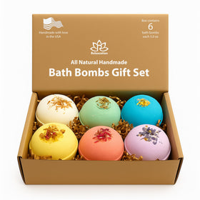 Relaxcation Organic Bath Bombs Gift Set with six natural scents