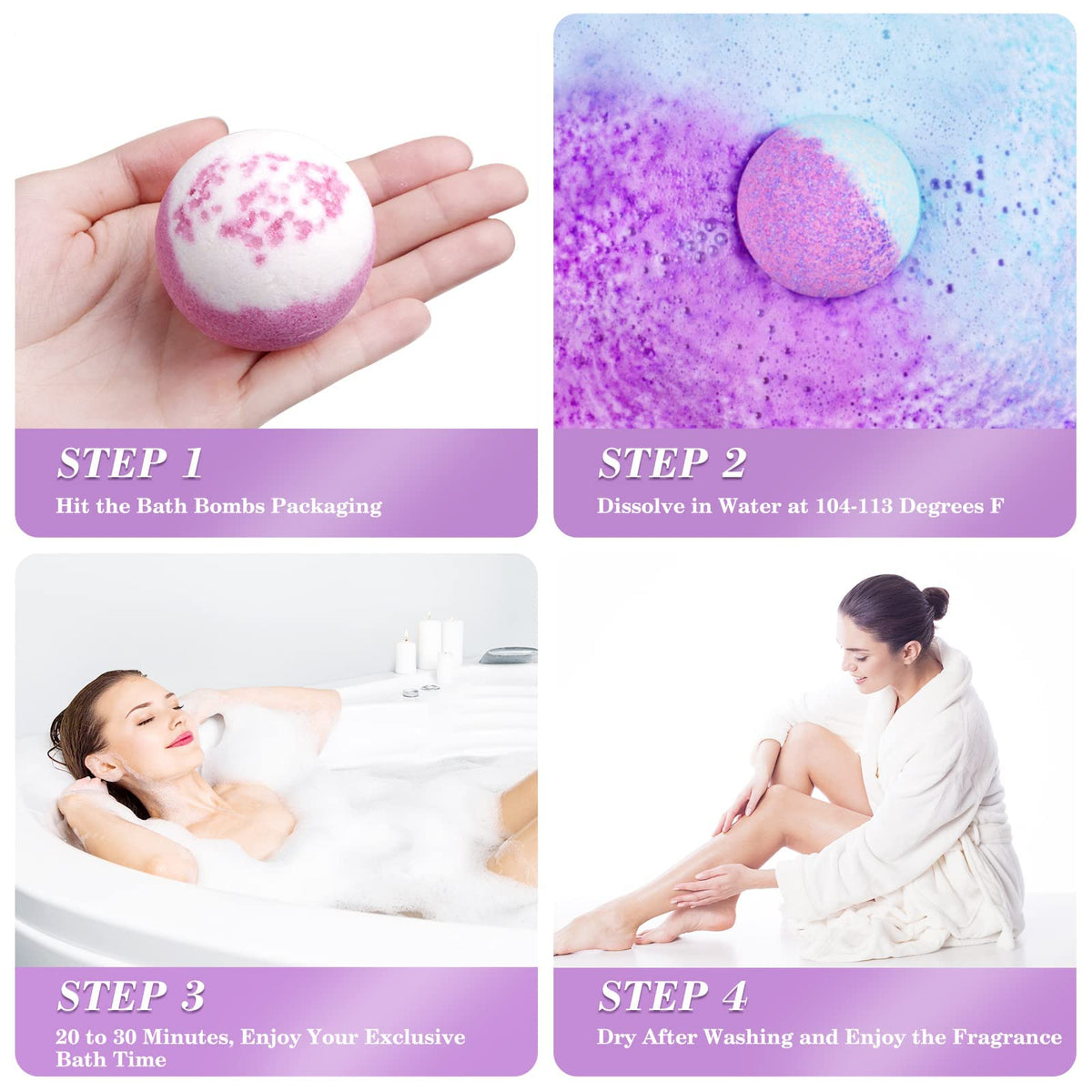 Relaxing bath scene with CalmNFiz bath bombs