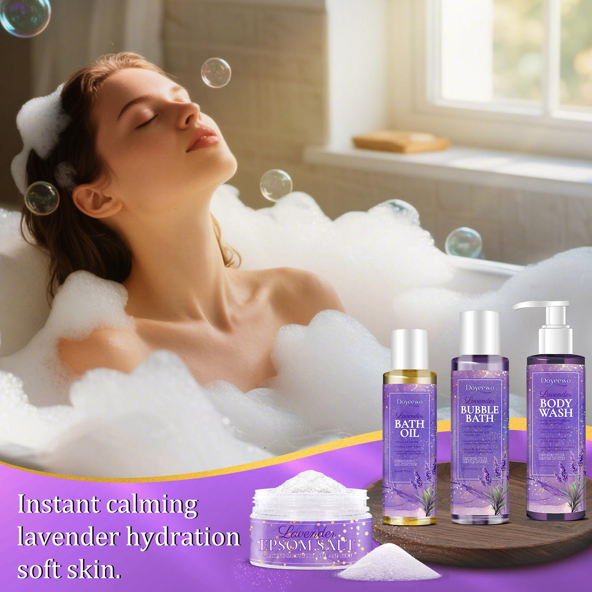 Relaxing bubble bath from DOYEEWO Lavender Spa Gift Set