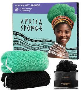 RelaxScene African Exfoliating Net Sponge black and seawave front view