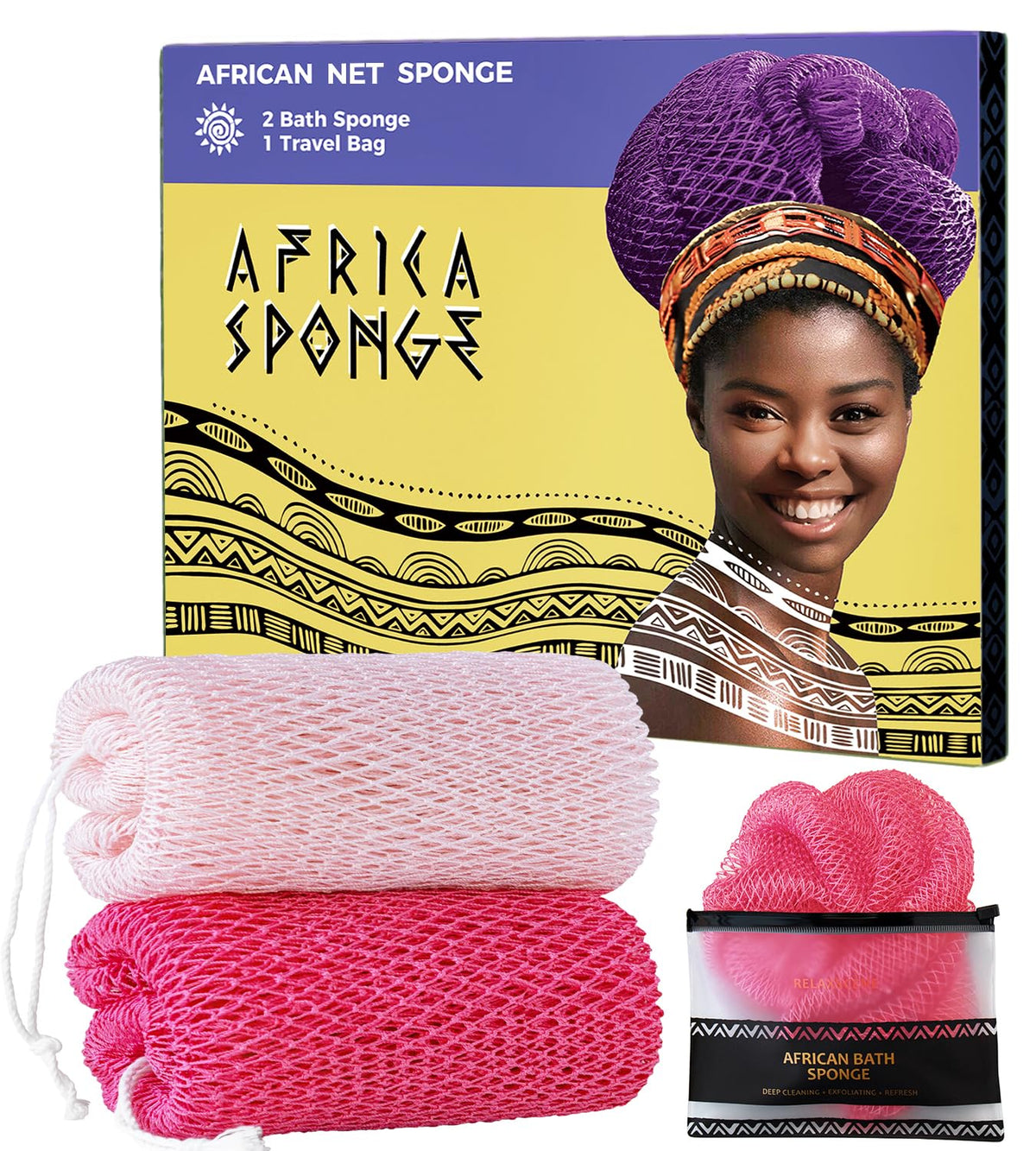 RelaxScene African Net Sponge baby pink front view