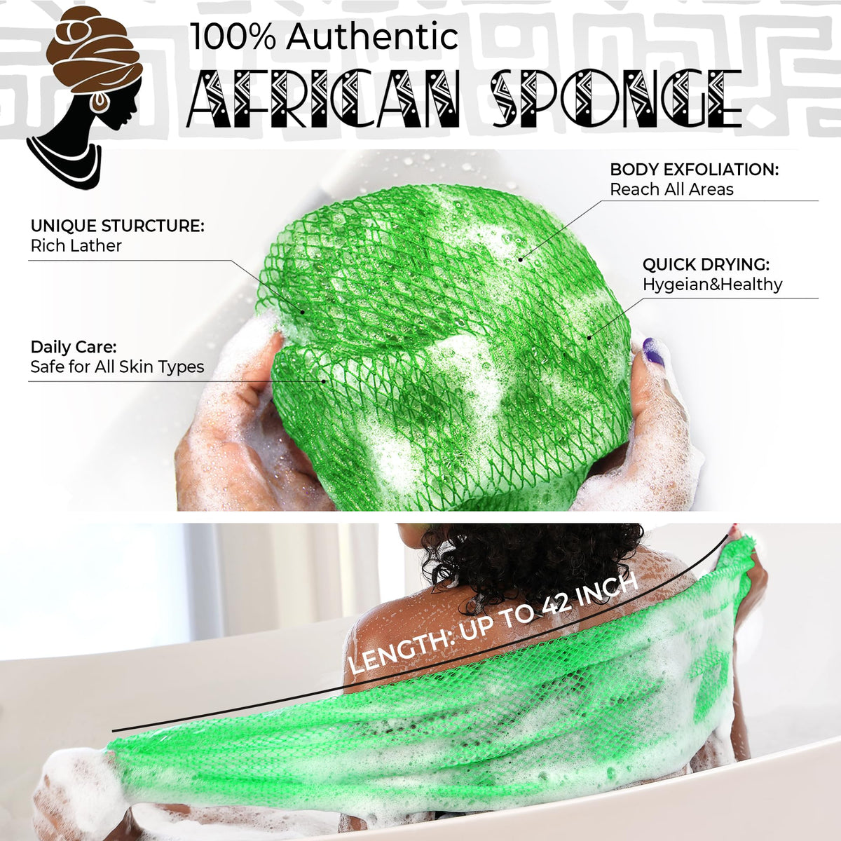 RelaxScene African Net Sponge back view showing texture