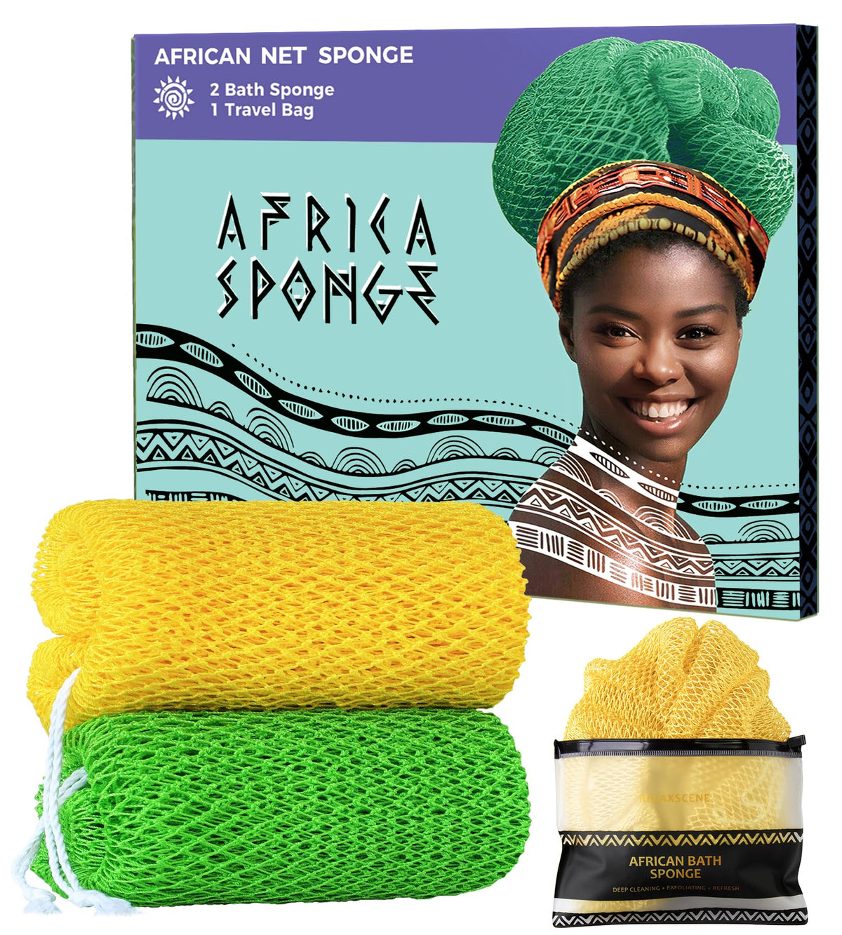 RelaxScene African Net Sponge front view in vibrant colour