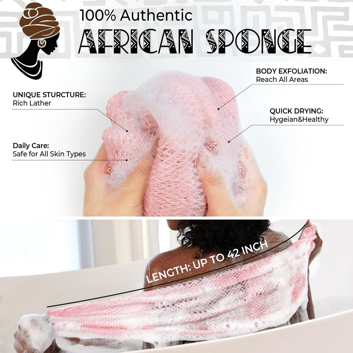 RelaxScene African Net Sponge pink side view