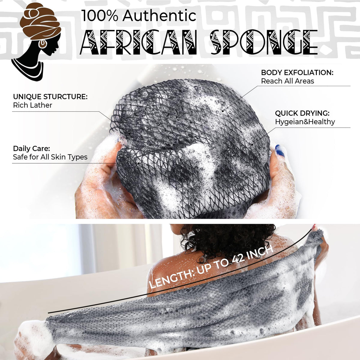 RelaxScene Authentic African Net Sponge back view