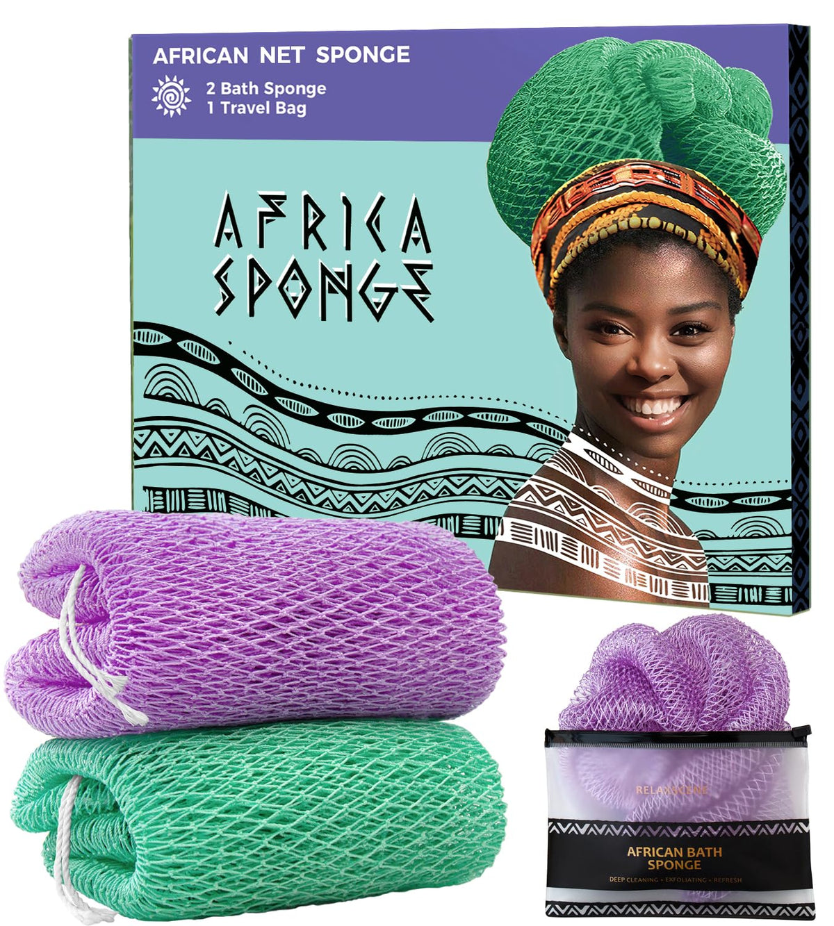 RelaxScene Authentic African Net Sponge front view in lilac