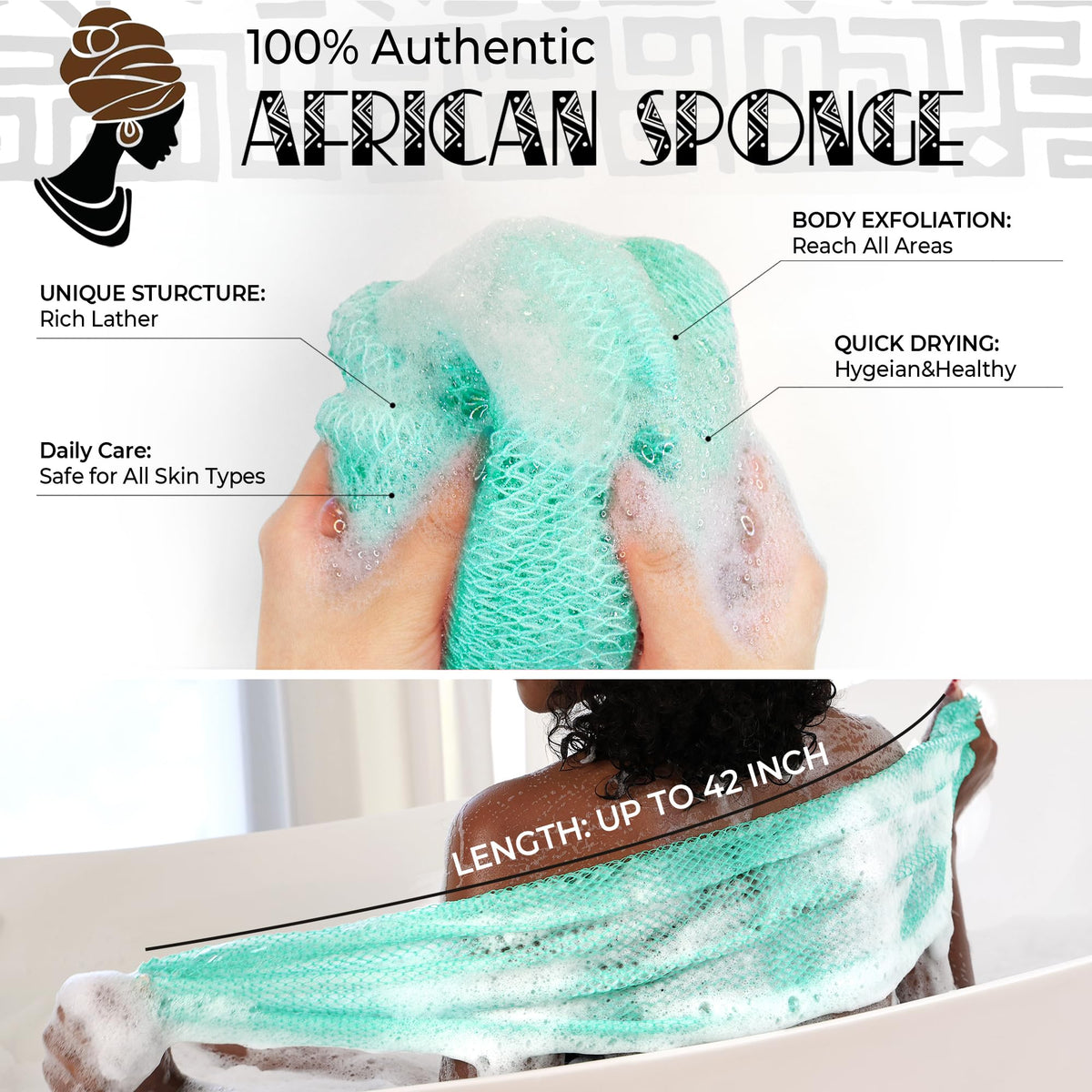 RelaxScene Authentic African Net Sponge in seawave colour