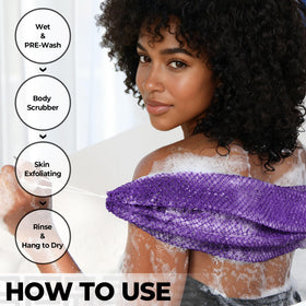 RelaxScene Authentic African Net Sponge in use during shower