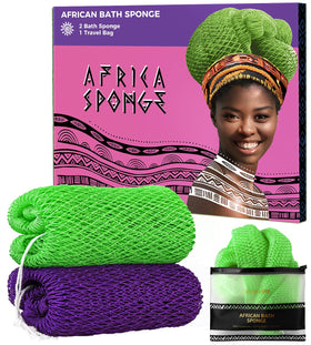 RelaxScene Authentic African Net Sponge purple and green front view