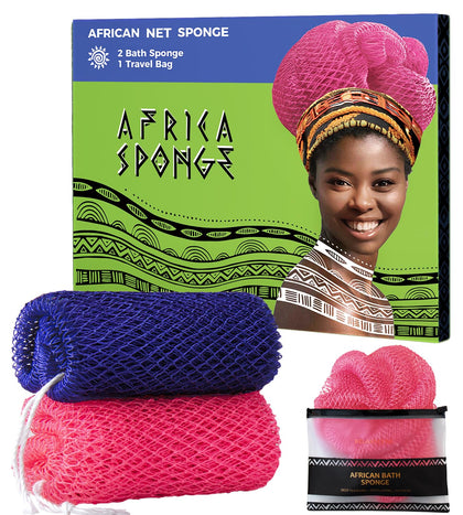 RelaxScene Authentic African Net Sponge purple and pink front view