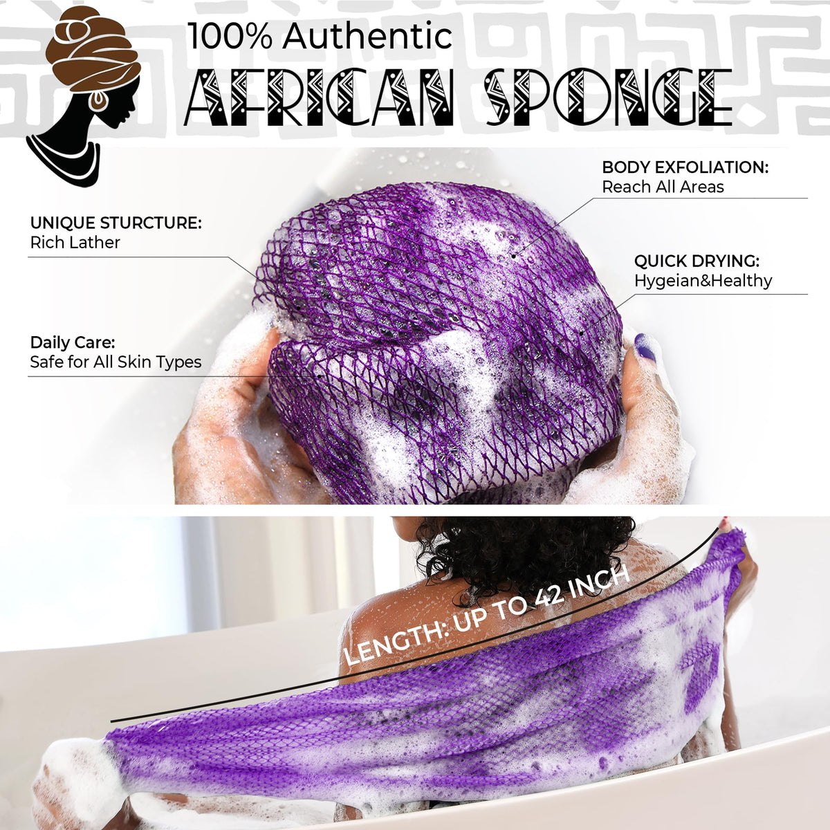 RelaxScene Authentic African Net Sponge purple close-up
