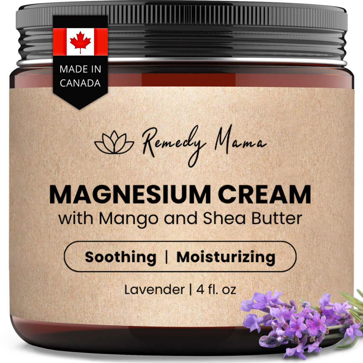 Remedy Mama Magnesium Cream 4oz glass jar front view