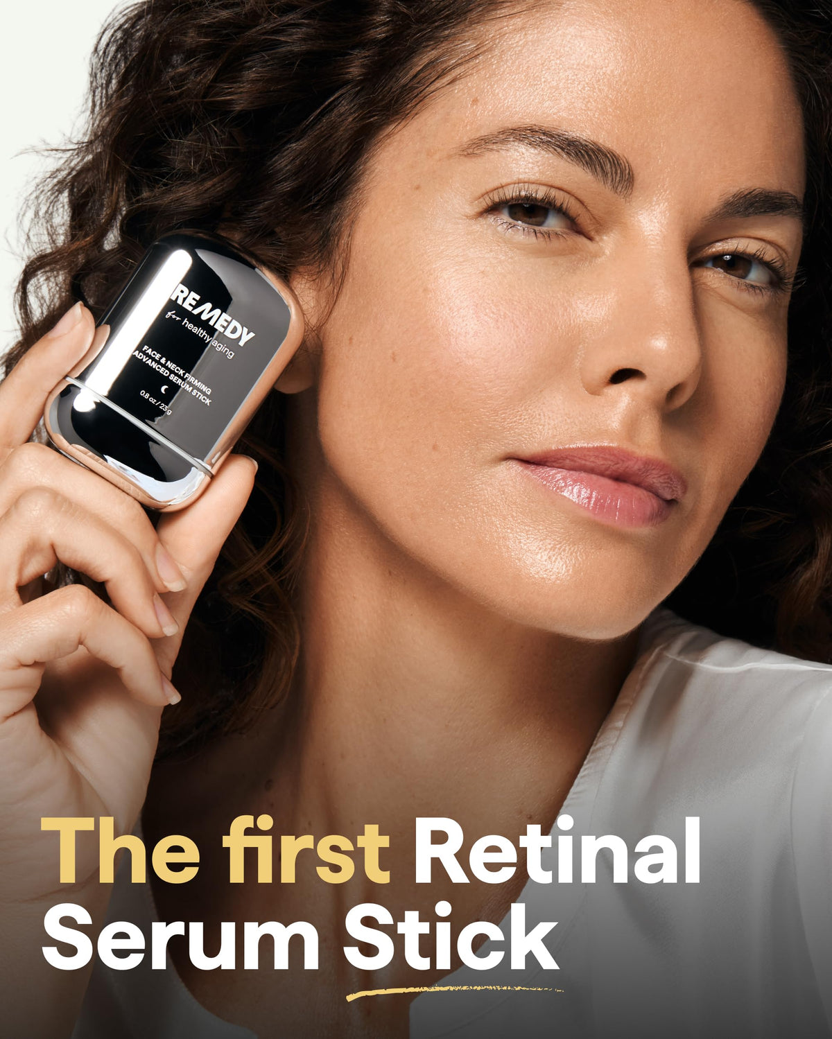 Remedy Science Face & Neck Firming Serum Stick in bathroom setting