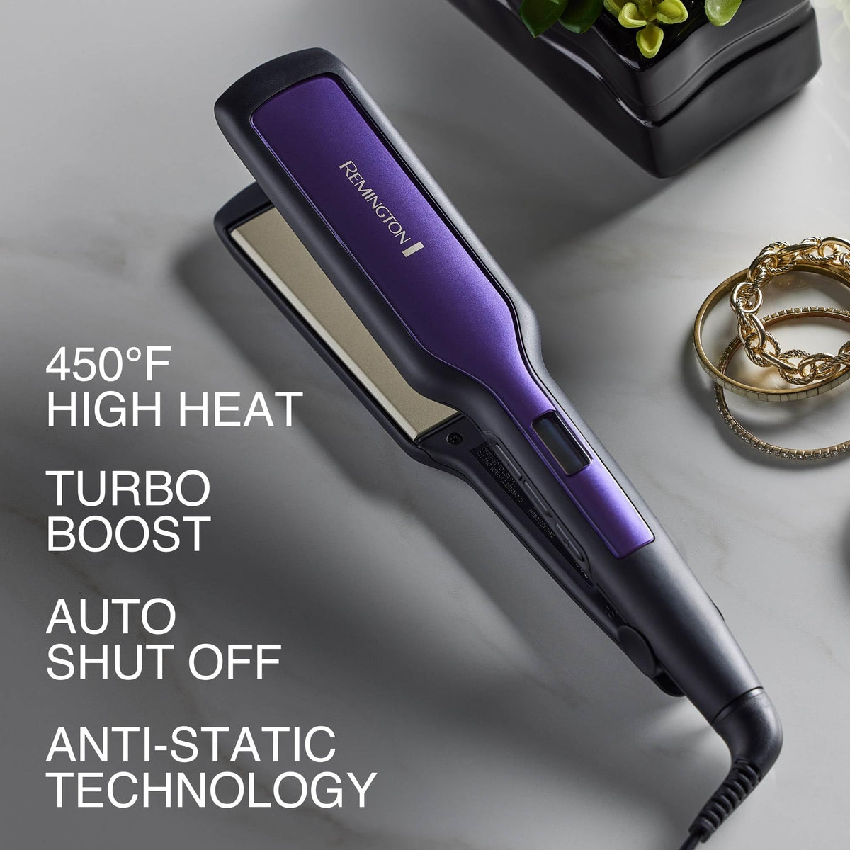 Remington 1 3/4" Flat Iron packaging and included accessories