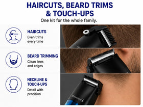 Remington clippers showing included guide combs and scissors