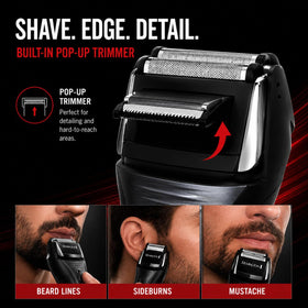 Remington F5 Foil Shaver with charging adapter and battery gauge