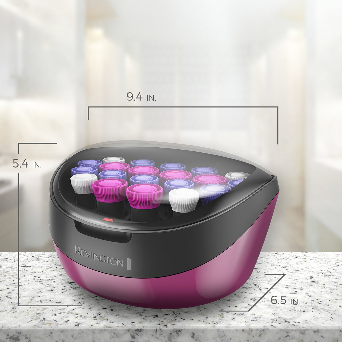 Remington Ionic Conditioning Hot Rollers set on a vanity
