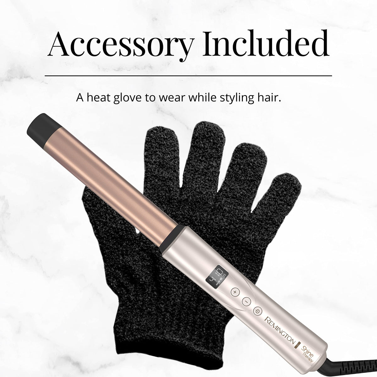 Remington Shine Therapy Curling Wand 1 Inch digital heat settings display