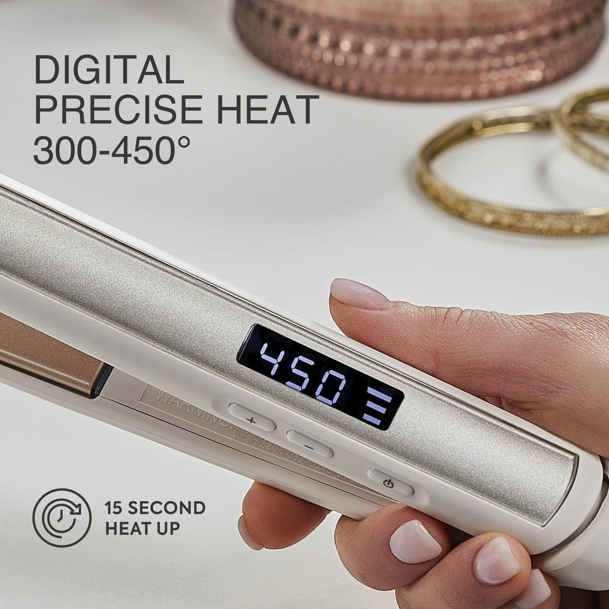 Remington Shine Therapy Hair Straightener with temperature settings displayed