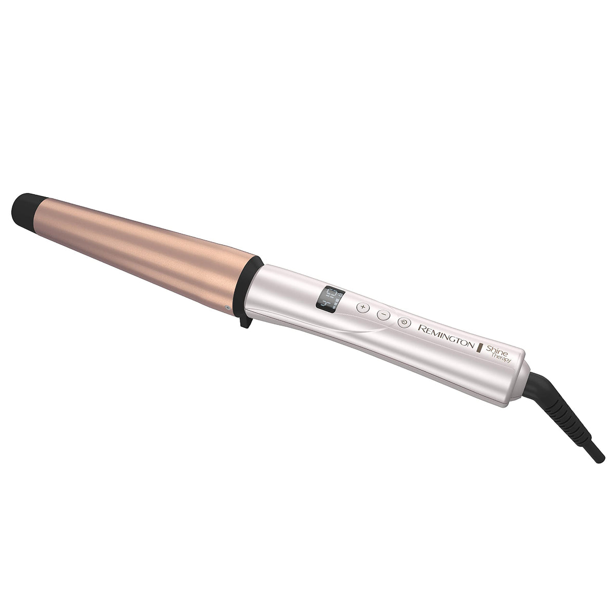 Remington Shine Therapy Tapered Curling Wand front view with argan oil infusion