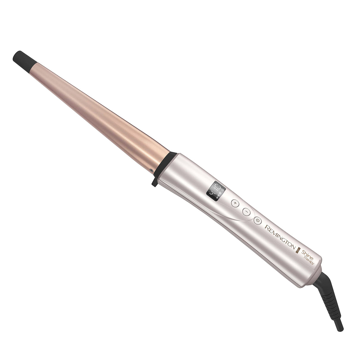Remington Shine Therapy Tapered Curling Wand front view with heat glove