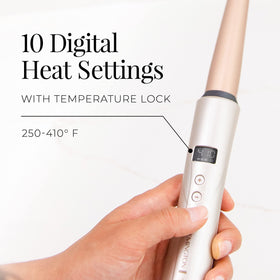 Remington Shine Therapy Tapered Curling Wand in use creating natural curls