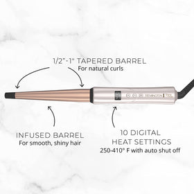 Remington Shine Therapy Tapered Curling Wand side view showing barrel