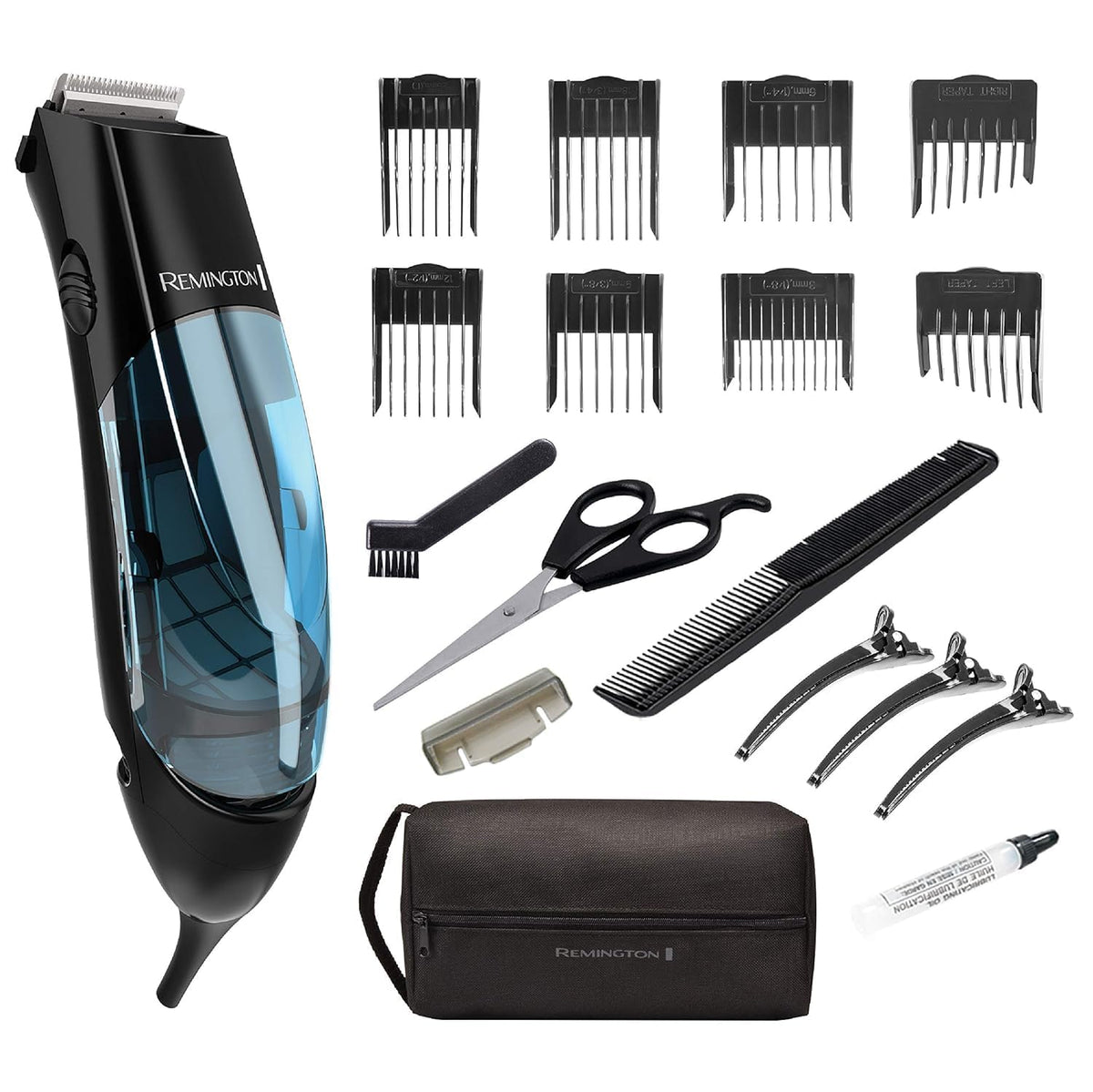 Remington Vacuum Hair Clippers 18-Piece Kit with vacuum chamber