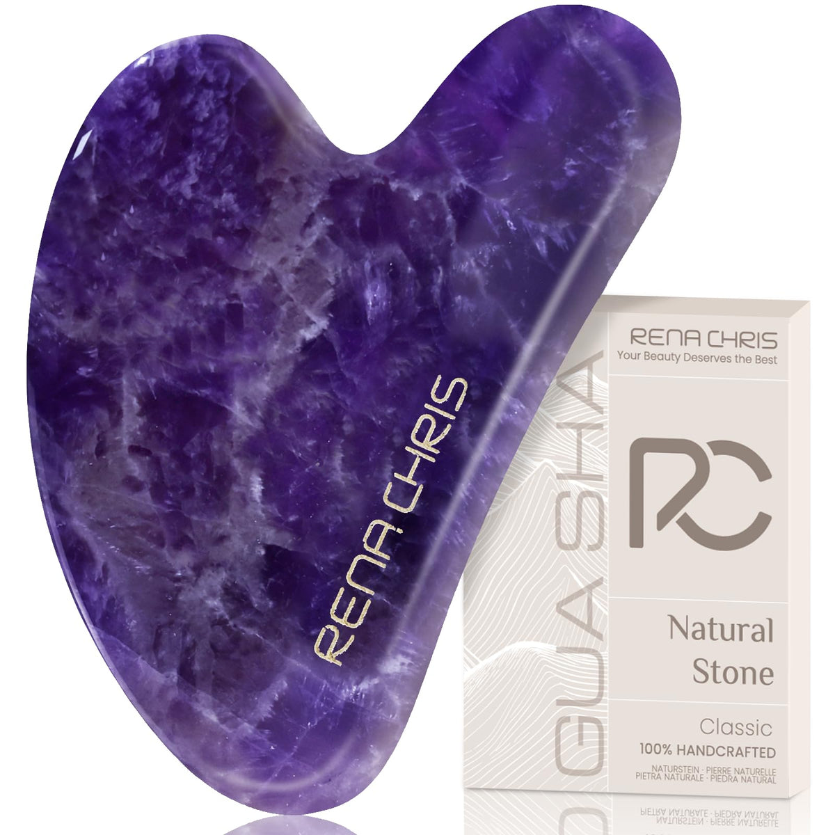 Rena Chris Gua Sha Facial Tool purple amethyst front view