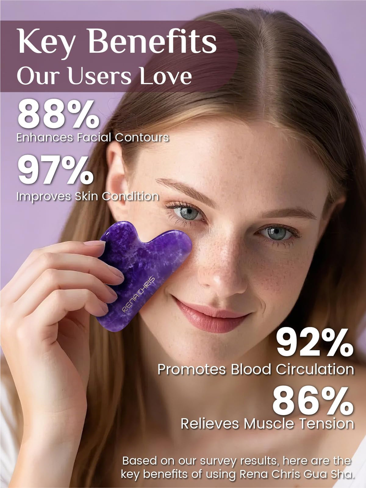 Rena Chris Gua Sha Facial Tool with instruction manual and cleaning cloth