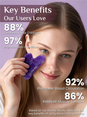 Rena Chris Gua Sha Facial Tool with instruction manual and cleaning cloth