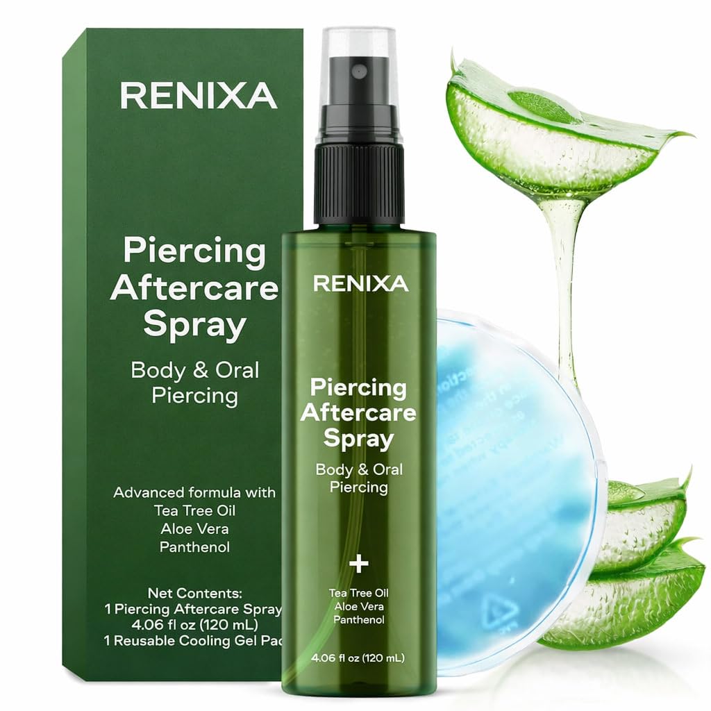 RENIXA Piercing Aftercare Spray 181g with cooling gel pads
