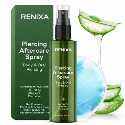 RENIXA Piercing Aftercare Spray 181g with cooling gel pads