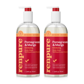 RENPURE Pomegranate & Mango Exfoliating Body Wash 2x24oz front view
