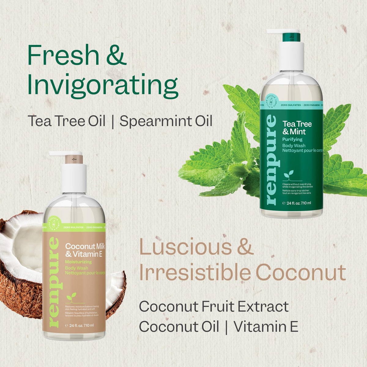 RENPURE Tea Tree & Mint Body Wash texture close-up